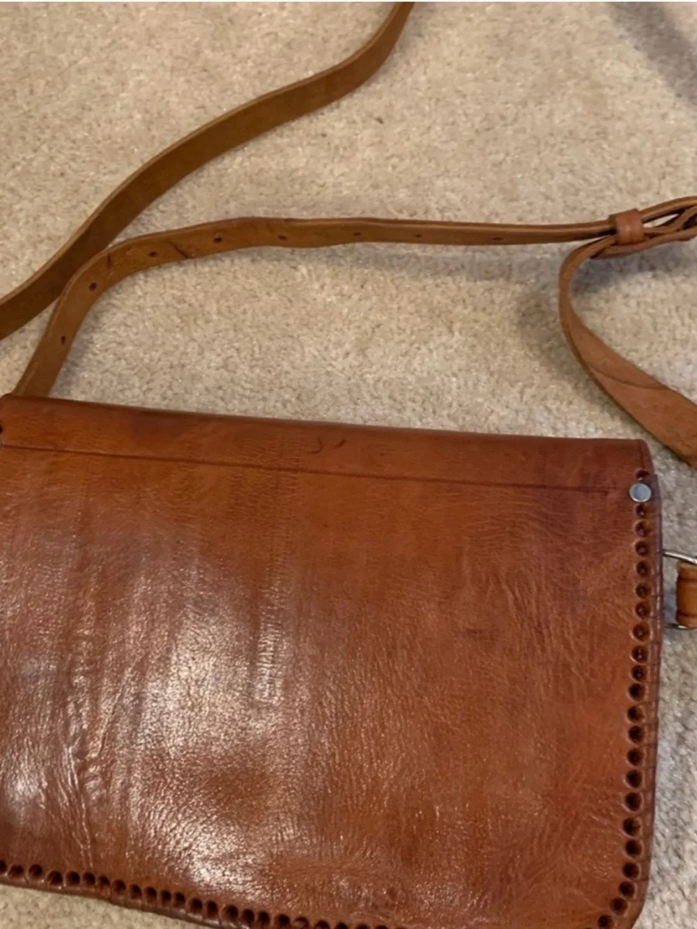 Genuine Leather Handmade Crossbody - Tan/brown - Picture 4 of 6